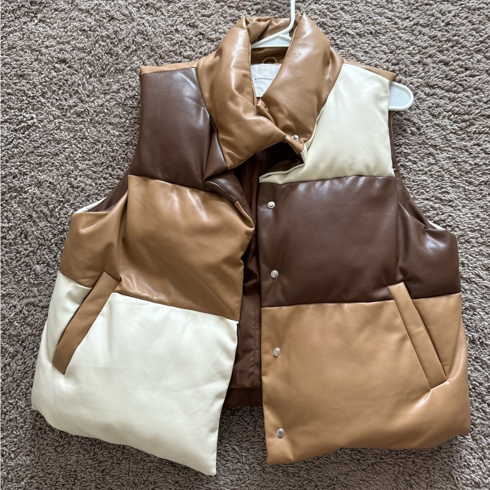 Anthropologie color patch puffer vest size medium